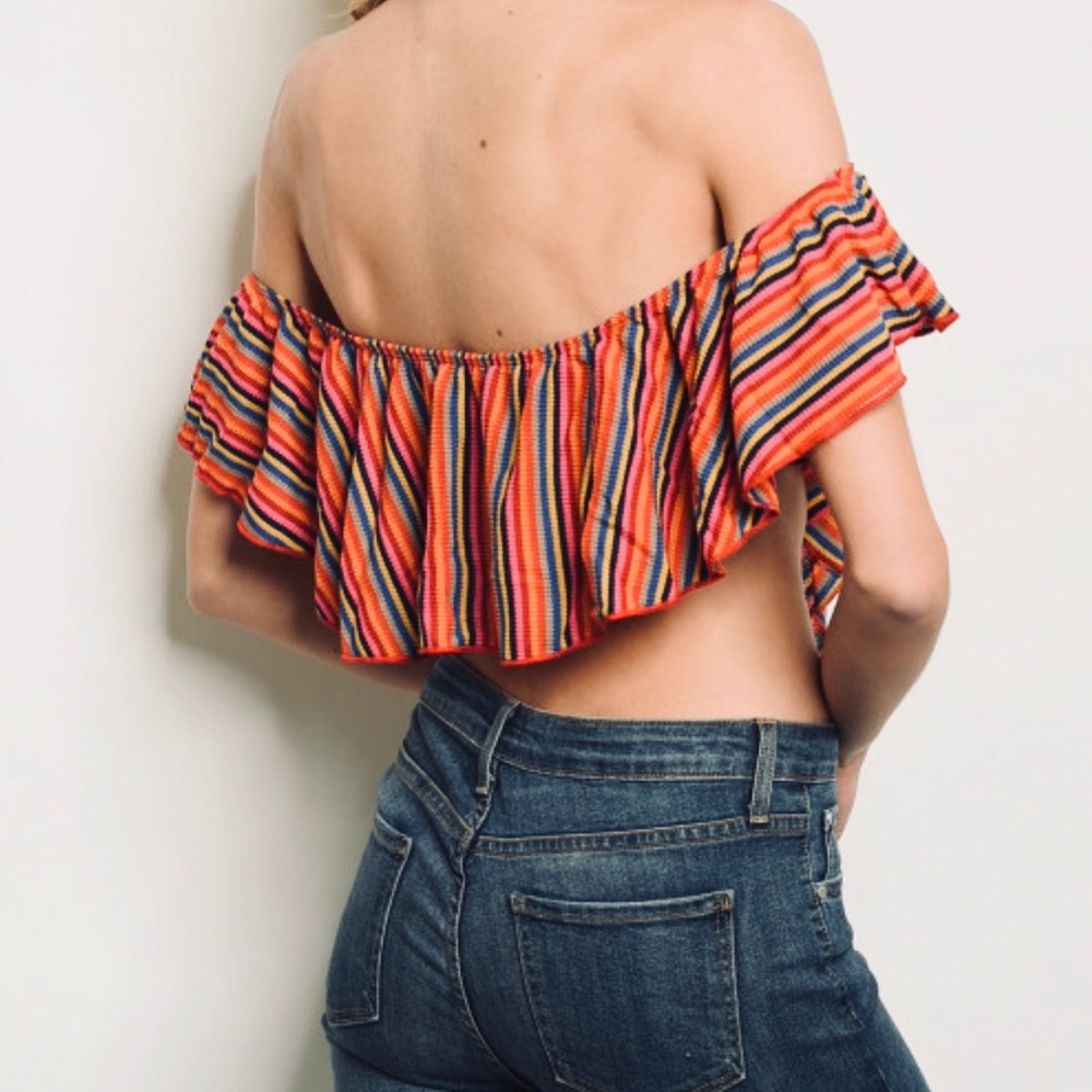 Go Your Own Way Ribbed Stripe Retro Chic Tube Top - image 2